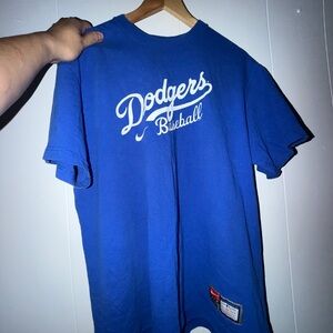 Men Nike Dodgers Baseball Blue Short Sleeve Tee